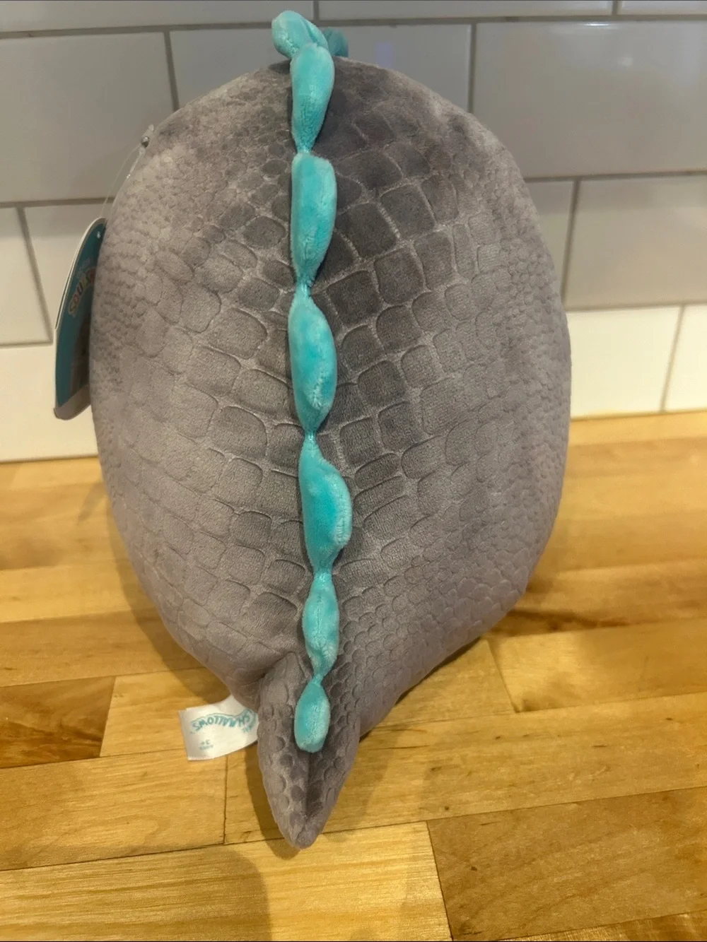 Squishmallows Gray Plush Chuey with Teal Logo Tag